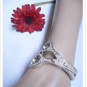 Rhinestone silver cuff bracelet
